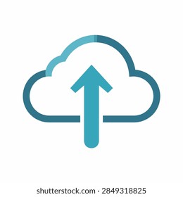 Simple cloud upload icon representing data transfer, cloud storage, or online uploading in digital technology and internet services.