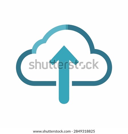 Simple cloud upload icon representing data transfer, cloud storage, or online uploading in digital technology and internet services.