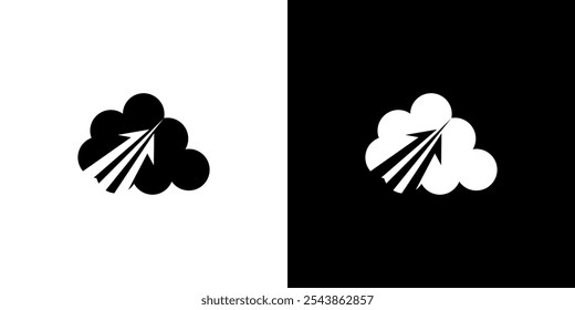 simple cloud vector logo with upward arrow sign