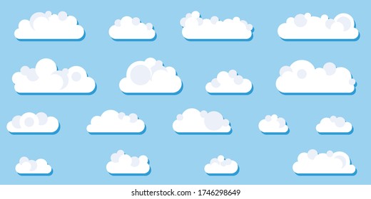 Simple clouds object set. Simple cloud vector illustration.