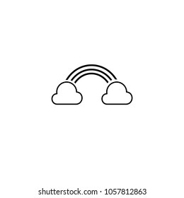 Simple clouds and rainbow isolated line icon