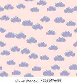 Simple clouds seamless pattern. Primitive art. For fabric design, textile print, wrapping paper, cover. Vector illustration