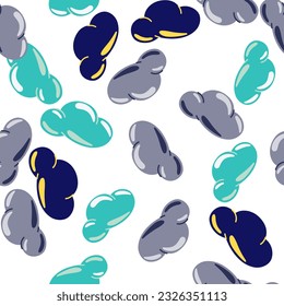 Simple clouds seamless pattern. Primitive art. For fabric design, textile print, wrapping paper, cover. Vector illustration