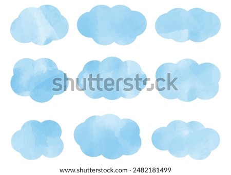 Simple cloud-shaped frameset, watercolor color