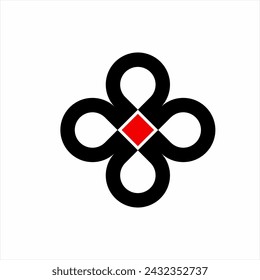 Simple clover leaf logo design with diamond poker card symbol.