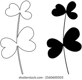 simple clover leaves black and white