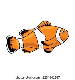 simple clown fish vector set isolated on white background. fish, clown, nemo, coral, reef, tropical, aquarium, pet, seafood, flat, orange, white, black, vector illustration.