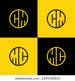 Juego de logotipos circulares simples para CM y MC Letter, adecuado para negocios con CM o MC inicial