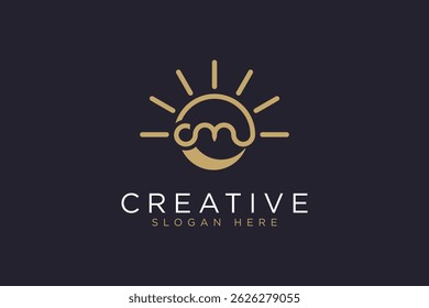  simple cm sun logo icon vector design template concept