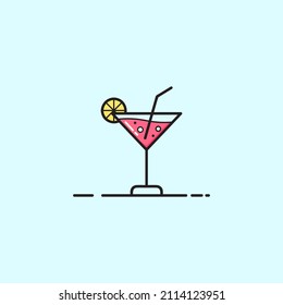 Simple Cocktail Glass Vector Illustration. Perfect for sticker, icon, wallpaper, etc