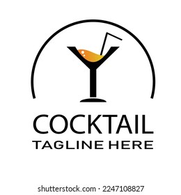 Simple cocktail logo with tagline