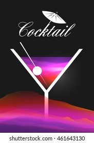 Simple Cocktail Poster Design - Vector Illustration