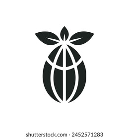 diseño de Plantilla de Ilustración vectorial de logotipo natural de fruta de cacao simple