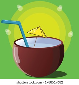 Simple Coconut Design with Gradient. Coconut Cocktail Illustration in EPS 10 Vector. Simple Graphc Design for your Decoration and Print Use