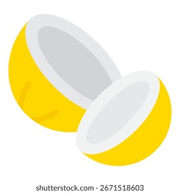 Ícone de coco simples com textura de fibra em estilo vetorial.