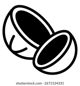Simple coconut icon with fiber texture in vector style.