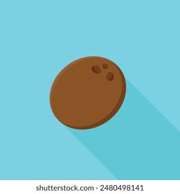 Simple coconut icon in a flat cartoon style on an isolated background with a shadow. Vector illustration