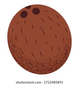 Ilustración de coco simple. Fruta de coco fresca. Concepto de comida saludable. Diseño de Vector plano mínimo para el interior, cartel, cubierta, Anuncio. Aislado sobre fondo blanco.
