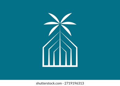 Vector simple del logotipo de la casa del árbol de coco