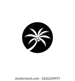 design simples do logotipo da árvore de coco em forma circular