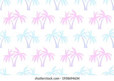 Sencillo coco tropical palmera de palmera patrón sin fisuras de fondo de pared vectorial de verano. Hojas exóticas de fondo de siluetas tropicales. La palmera natural tailandesa es perfecta. Impresión de bañador.