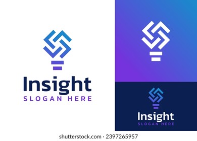 Simple Code Bulb Lamp Think Insight Innovation Digital Solution Logo Design Branding Template