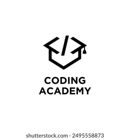 Simple coding academy logo icon vector