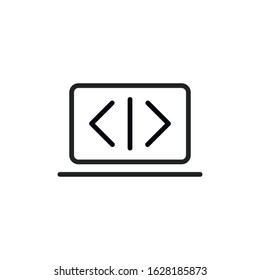 Simple coding line icon. Stroke pictogram. Vector illustration isolated on a white background. Premium quality symbol. Vector sign for mobile app and web sites.