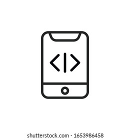 Simple coding line icon. Stroke pictogram. Vector illustration isolated on a white background. Premium quality symbol. Vector sign for mobile app and web sites.
