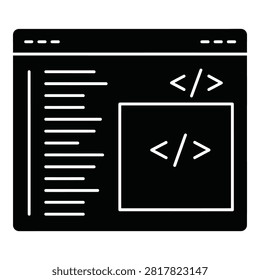 Simple coding webpage interface with html code on screen, developer workspace