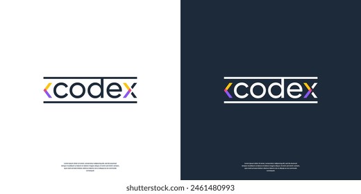 Simple coding word mark logo design colorful.