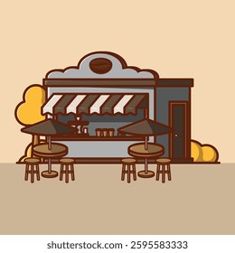 Simple Coffe shop cartoon vector illustration Collection of Shop or stand or stall concept icon isolated