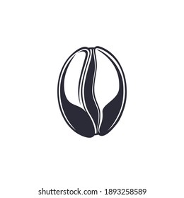 Simple coffee bean icon isolated on white background. Perfect for label or logo design. Vector illustration.