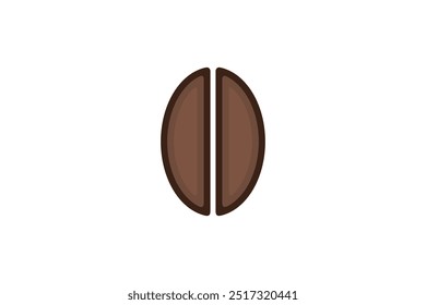 A simple coffee bean logo in light brown on a white background.