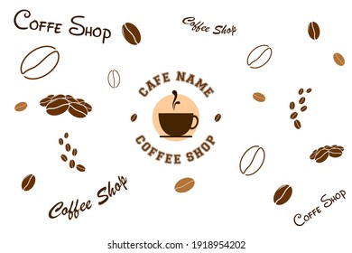 Simple coffee bean pattern illustration in roasted brown color