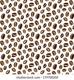 Simple coffee beans pattern in roasted brown. Seamless vector shapes