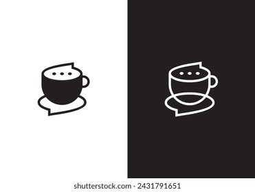 icono de diseño de logotipo de chat de café simple creativo