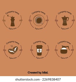 simple coffee collection logo with pink and anti-white (created by bilal).