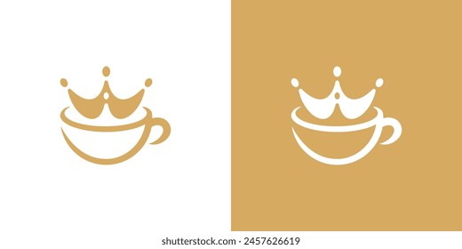 Simple Coffee Crown Logo. Coffee Cup and Crown Logo Icon Symbol Vector Design Inspiration.