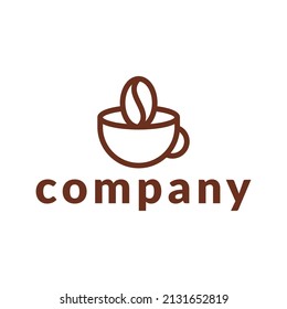 simple coffee cup with coffee bean logo design