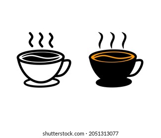 simple coffee cup icon with coffee beans, two variants. Vector