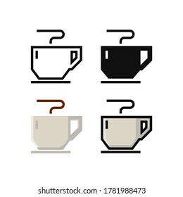 simple coffee in cup icon design in line, solid, flat and filled lined style for food and drink icon, website, app and ui design. vector cafe illustration in colorful style in white background.