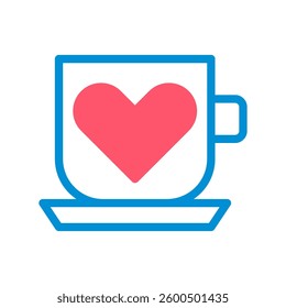 A simple coffee cup icon with a heart inside. Vector illustration.