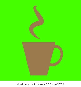 Simple coffee cup icon on green background