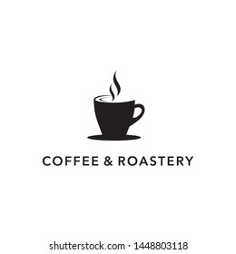 simple coffee cup logo design with smoke vector image stock