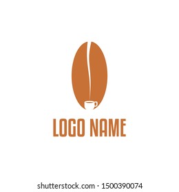 Simple Coffee Cup Logo Design Vector with Coffee Bean Icon