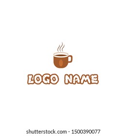 Simple coffee cup logo design with brown color