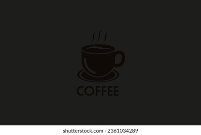 A simple coffee cup logo image in black and white silhouette with coffee writing suitable for a cafe or coffee shop logo design
