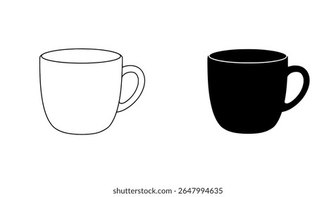 Simple Coffee Cup Silhouettes - Black and White Mug Icons for Cafe Branding