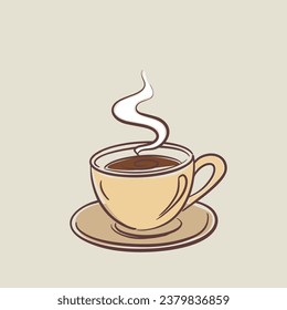 simple coffee cup Vector line art illustration 